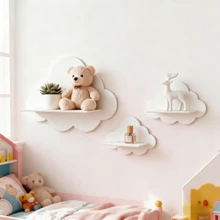 Estantería de pared con forma de nube, estilo nórdico, estante flotante decorativo y práctico para la habitación - Nubes blancas - Ver 2