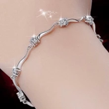 925 Silver Fashionable Zirconia Inlaid Bracelet, Suitable For Women's Daily Wear And Gift Giving - White - View 2