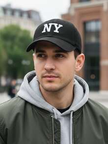 NY Curved Brim Cap For Men And Women, Adjustable, Embroidered, Casual, Unisex Premium Hat - màu đen - Xem 3