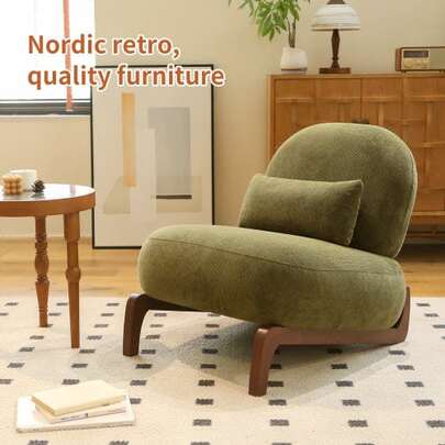 Elegant Apartment Chair With Solid Wood Legs And A Plush Velvet Cushion. Ideal For The Living Room, Bedroom, Or Reading, Without Armrests. Suitable For Apartments, Waiting Rooms, And Balconies.