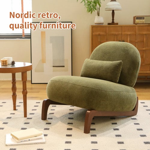 Elegant Apartment Chair With Solid Wood Legs And A Plush Velvet Cushion. Ideal For The Living Room, Bedroom, Or Reading, Without Armrests. Suitable For Apartments, Waiting Rooms, And Balconies.
