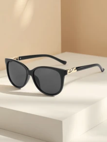 1副新款椭圆形猫眼框时尚眼镜，高品质简约眼镜，适合旅行、度假、休闲、派对等场合。 - 灰色 - 查看 7