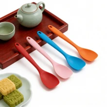 Silicone Spatula Spoon Set, Heat Resistant Rubber Spoonula, Seamless Non-Stick Flexible Scrapers For Baking/Cooking Mixing Tool, Dishwasher Kitchen Utensils (Red/Pink/Orange/Blue) - [2/4 Packs] Available - Orange - View 1