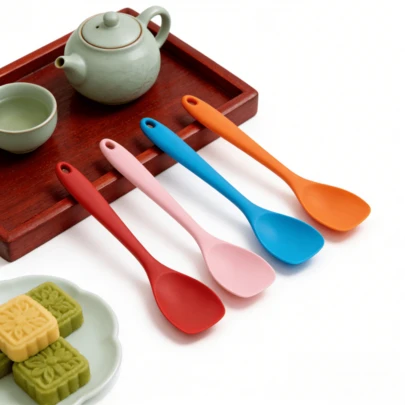 Silicone Spatula Spoon Set, Heat Resistant Rubber Spoonula, Seamless Non-Stick Flexible Scrapers For Baking/Cooking Mixing Tool, Dishwasher Kitchen Utensils (Red/Pink/Orange/Blue) - [2/4 Packs] Available