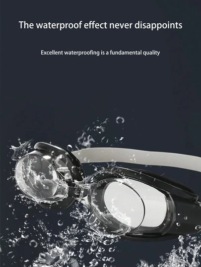 1pc Outdoor Swimming Flat Lens Portable Swim Goggles With Nose Clip And Ear Plugs, Adjustable Strap