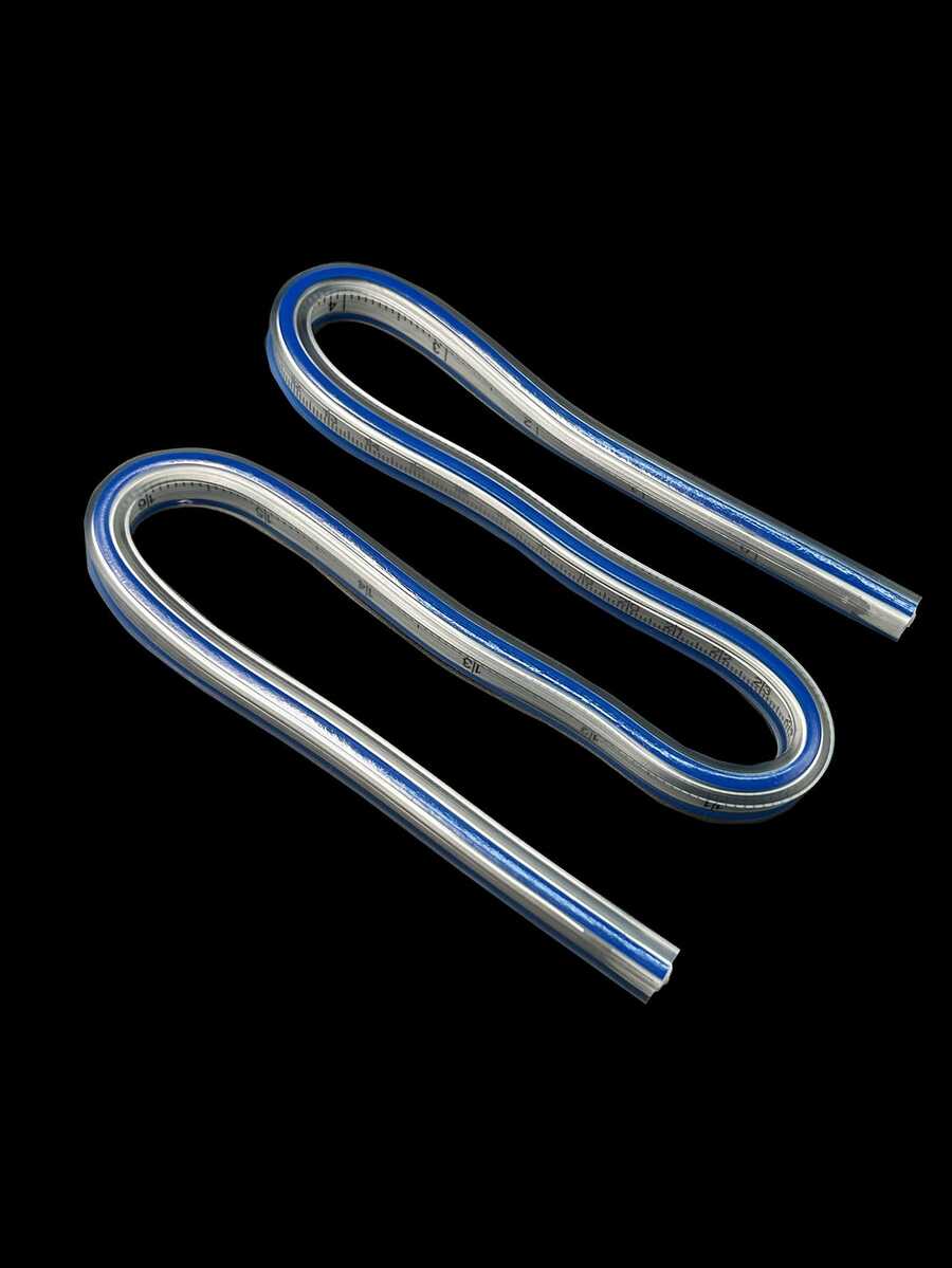 Flexible Curve Ruler With Transparent Markings - Durable Soft Plastic, For Sewing, Drawing And Design - Easy To Clean Edges, White/Blue - Snake-shaped Flexible Ruler - View 1