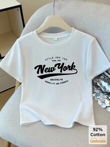 Áo thun trắng tay ngắn in chữ tiếng Anh, kiểu áo croptop đa năng, gợi cảm và sành điệu. - trắng - Xem 3