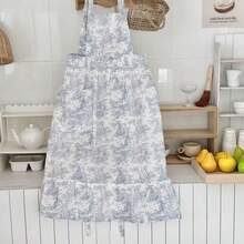 1 chiếc tạp dề họa tiết hoa cổ điển dành cho nữ, dây đeo có thể điều chỉnh, chống thấm nước và dầu mỡ. - tạp dề in hoa nhỏ - Xem 9