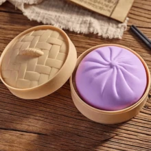 1 pieza Juguete apretable de bollo al vapor de 6 cm, juguete de alivio de estrés con cesta de vapor, juguete de compresión de lenta recuperación realista de durian, regalo creativo, broma, decoración, juguete de alivio de estrés (¡Por favor, revise la tabla de tallas antes de hacer el pedido!) - Bollos al vapor grandes mejorados de varios colores - Ver 10