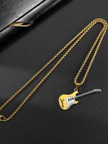 Personalized Electric Guitar Charm Necklace, Custom Music Jewelry, Guitar Player Gifts, Gifts For Music Lovers And Teachers, Best Friend Necklace,Father'sDay Gift - Gold - View 2