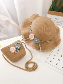 Bộ 2 món gồm mũ và túi cho bé gái, thích hợp cho các hoạt động dã ngoại hàng ngày vào mùa xuân/hè. - 1PC - Xem 8