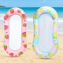 Pineapple Print Mesh Inflatable Pool Float Light Blue Plaid Lounge For Summer Water Fun - Pineapple - View 1