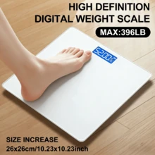 1件装 ScaleSE 女士电子浴室秤，浴室秤，最大称重 396 磅/180 公斤，LED 背光显示屏，钢化玻璃电子秤，数字体重秤，精准称重，使用 AAA 电池供电（不含电池），适用于家庭、健身房、户外，是家庭和宿舍的理想之选，四季皆宜，是绝佳的圣诞礼物 - 白色+三圍尺 - 查看 2