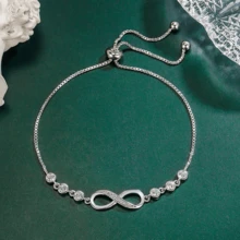 Vòng tay thời trang bằng bạc 925 đính đá Zirconia, thích hợp cho nữ giới đeo hàng ngày và làm quà tặng. - trắng - Xem 6