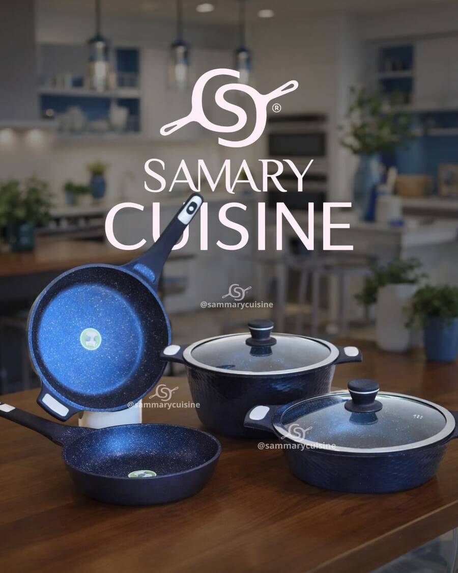 Batería de Cocina Cerámica Acabado Diamante Antiadherente Premium | Juego de Ollas y Sartenes con Tapas de Cristal Templado | Recubrimiento Tipo Granito Azul | Fondo Difusor de Calor | Apta para Gas, Eléctrica e Inducción | Cocina Saludable y Fácil Limpieza