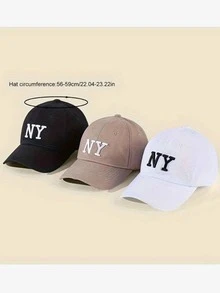 NY Curved Brim Cap For Men And Women, Adjustable, Embroidered, Casual, Unisex Premium Hat - màu đen - Xem 4