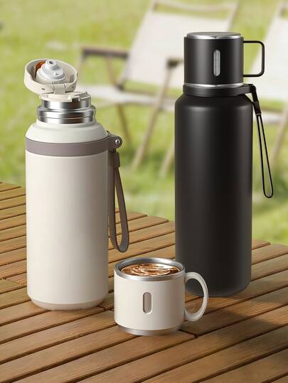 1000毫升 316 大容量保温水瓶，带碗盖，隔热保冷，便携式设计，适合车载及户外使用，多种颜色可选，不锈钢内外材质，居家旅行皆宜。