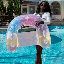 Ombre Glitter Mermaid Pattern Inflatable Float With Cup Holders & Handles, Pool Lounger, Water Party Essential - Mixed Colors - View 2