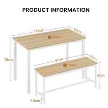 Ensemble de chaises de table à manger, table de bar avec deux tabourets, chaise de table de cuisine, table de brunch à vent industriel, convient pour la cuisine, salon, salle de fête, blanc naturel - Blanc - Voir 9