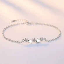 Vòng tay hình ngôi sao bằng bạc Sterling 925 đính đá Cubic Zirconia, món quà đeo hàng ngày dành cho phụ nữ. - trắng - Xem 2