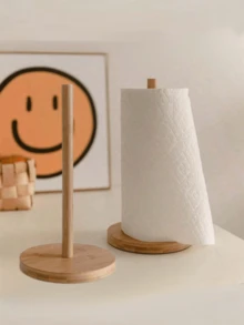 1pc Wooden Tissue Box Holder, Cling Film Dispenser, No-Installation Paper Towel Rack, Suitable For Kitchen And Bathroom (Color May Vary Slightly Due To Lighting) - Khaki - View 10