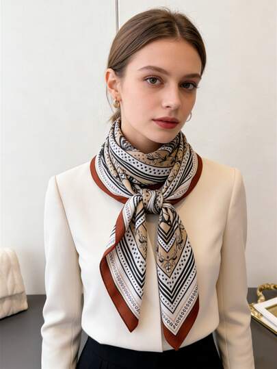 1条柔软亚麻质感透气方巾，经典时尚围巾/颈巾，女士防晒，旅行和海滩必备