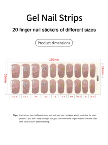 Emi 固化凝胶美甲贴，透明底胶，20 片装，需配合 UV 灯使用，沙龙品质，持久耐用，ES20 跨境批发代发货 红皮书同款美甲贴纸，指尖美甲贴纸 - 淺粉色 - 查看 4