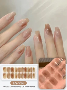 20片圣诞主题凝胶美甲贴纸，透明底胶，凝胶美甲贴纸，需配合UV灯使用，沙龙级品质，持久耐用，ES20跨境批发同款红色书本形美甲贴纸，美甲贴纸 - 藕粉色 - 查看 7
