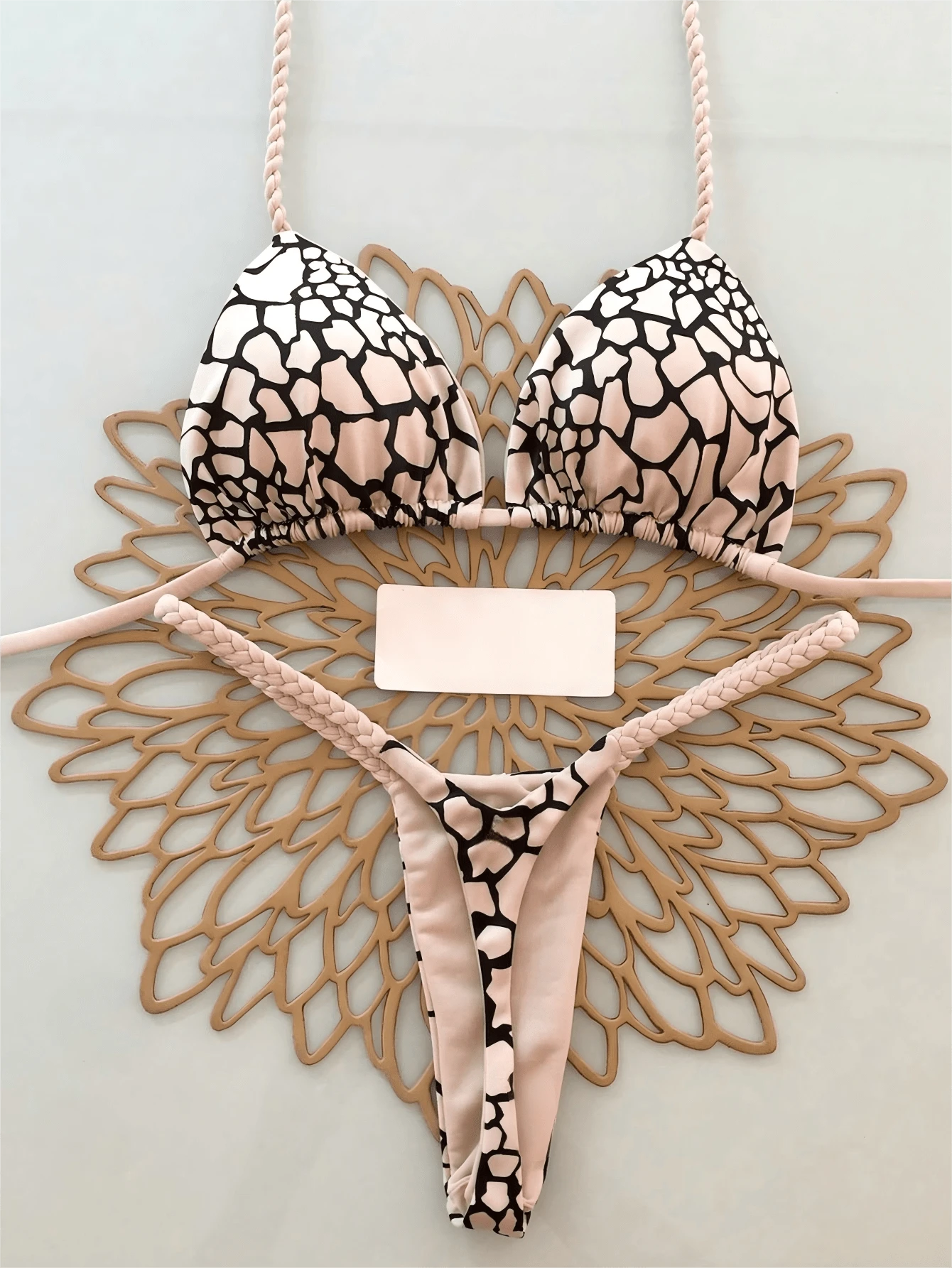 Bộ bikini 2 mảnh kiểu dáng thanh lịch, gợi cảm, phong cách bohemian, họa tiết hoa, thắt nút, dệt kim, thích hợp cho kỳ nghỉ biển mùa xuân/hè. - Nhiều màu - Xem 1