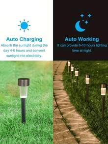 Lampu Jalan LED Tenaga Surya (1 Unit/10 Unit), Lampu Tanah LED Putih Hangat, Cocok untuk Dekorasi Halloween dan Natal serta Menciptakan Suasana; Ideal untuk Taman, Halaman Rumput, Pelataran, dan Jalan Masuk; Terbuat dari Plastik Hitam, Hanya untuk Tujuan Dekoratif, Tidak Berfungsi sebagai Lampu. - Lampu tenaga surya - View 9