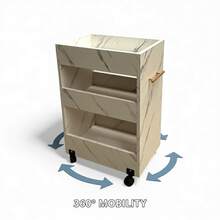 Carrito auxiliar para estéticas, pelucerias y SPA de 3 niveles giro 360ª - Mármol - Ver 4