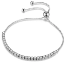 925 Silver Inlaid Zirconia Bracelet For Women's Daily Wear And Gift Giving - White - View 4