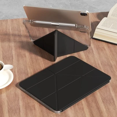 第十代保护壳，3+Y折叠设计，多角度支架，磁吸式屏幕保护盖，透明亚克力后盖，简约时尚，支持DIY定制，适用于第九代/10.2英寸、Air 11 (M3)、Air 11 (M2)，米白色