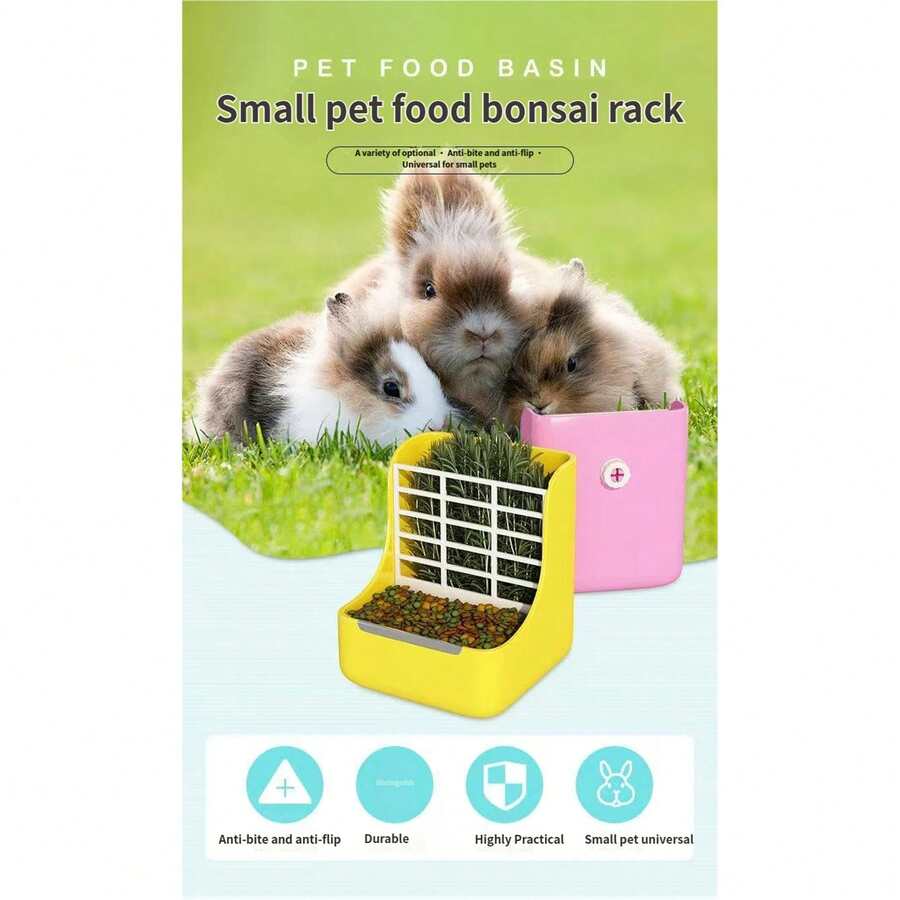 Rabbit Hay Rack And Food Bowl Combo, Hanging Feeder For Baby Rabbits, Dwarf Rabbits And Chinchillas, Rabbit Food And Hay Rack, Rabbit Supplies - View 1