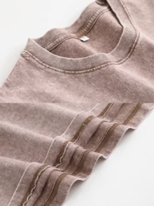 Sleeveless Printed Oversized T-Shirt, Y2K Style Street Fashion Men's Washed Vest (220g Pure Cotton), Vintage Pattern Fun Print, Hip-Hop Style - Coffee Brown - View 6