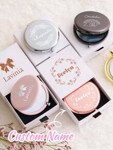 定制姓名刻字化妆镜，个性化礼物，折叠便携双面高清镜，不锈钢小巧化妆镜，圣诞礼物，伴娘礼物，结婚礼物，定制花卉刻字化妆镜，适合送给闺蜜、女友、妈妈，母亲节礼物，生日礼物，毕业礼物，结婚礼物，周年纪念礼物，实用礼物，秋季装饰 - 彩色 - 查看 13