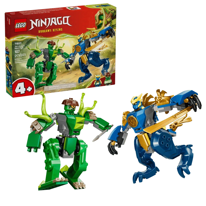  LEGO NINJAGO-71853,71860-Jay's Dragon Mech Fight Building Toy- Pretend Play Set For Boys & Girls, Ages 4+ - Gifts For Birthdays