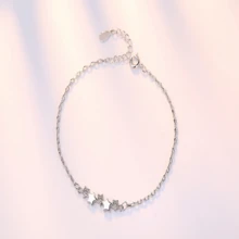 Vòng tay hình ngôi sao bằng bạc Sterling 925 đính đá Cubic Zirconia, món quà đeo hàng ngày dành cho phụ nữ. - trắng - Xem 7