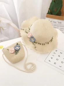 Bộ 2 món gồm mũ và túi cho bé gái, thích hợp cho các hoạt động dã ngoại hàng ngày vào mùa xuân/hè. - 1PC - Xem 1