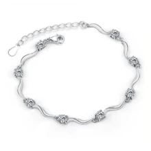 925 Silver Fashionable Zirconia Inlaid Bracelet, Suitable For Women's Daily Wear And Gift Giving - White - View 1