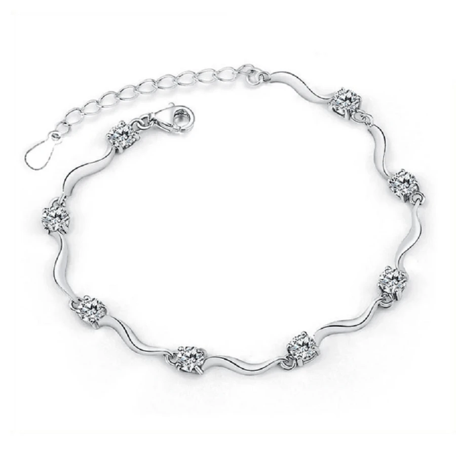 925 Silver Fashionable Zirconia Inlaid Bracelet, Suitable For Women's Daily Wear And Gift Giving - White - View 1
