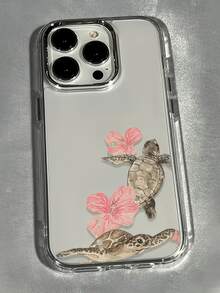 1 件装金属透明海龟莲花设计简约全包覆 TPU 防震手机壳，兼容 Apple 17、16、15、14、13、12、11 Pro Max、Air - 彩色 - 查看 1