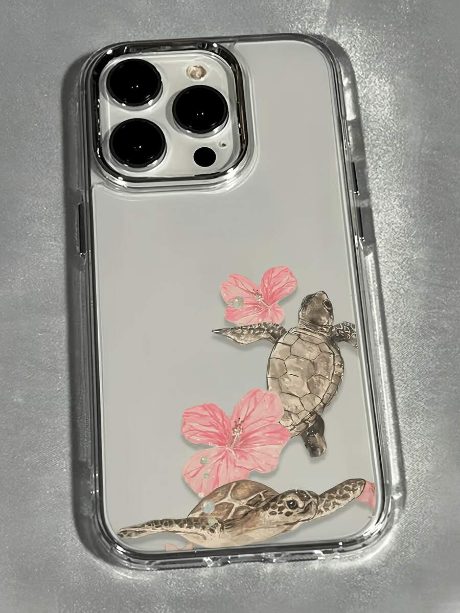 1 件装金属透明海龟莲花设计简约全包覆 TPU 防震手机壳，兼容 Apple 17、16、15、14、13、12、11 Pro Max、Air - 彩色 - 查看 1