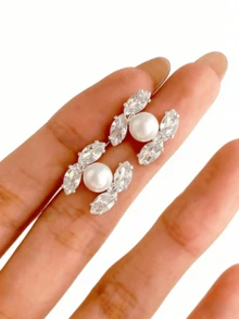 925 Silver Earrings, Versatile Copper Inlaid Zirconia Design, Suitable For Daily, Gatherings And Dates, Enhances Elegance - Silver - View 7