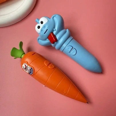 4pcs Judy Carrot Shaped Ballpoint Pens And Gary Snake Shaped Ballpoint Pens, Writing And Recording Pens With Clips, Medium Ballpoint Tips, Plastic Material, Easter Gifts
