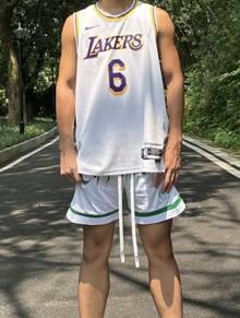 Nike NBA 球隊印花球衣聚酯透氣速乾 SW球迷版 22-23賽季 聯盟限定 湖人隊 詹姆斯 6號籃球背心 男女同款 白色 - 白色 - 查看 1