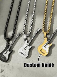 Personalized Electric Guitar Charm Necklace, Custom Music Jewelry, Guitar Player Gifts, Gifts For Music Lovers And Teachers, Best Friend Necklace,Father'sDay Gift - Gold - View 1