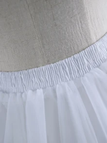 1件女士45厘米洛丽塔衬裙，日常柔软薄纱裙撑，A字蓬蓬裙，生日、圣诞派对、角色扮演，高腰优雅款 - 米色 - 查看 4