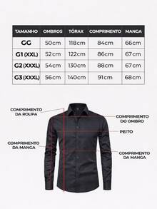 Camisa Masculina Plus Size Slim Fit Lisa Manga Longa – Social e Casual GG ao G3 Sem Bolso - Azul bebê - Visão 4