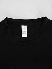 [Sporty T-Shirt]Men'S Casual Summer T-Shirt With "Jackson Guitars" Graphic Print, Black Short Sleeve Crew Neck Tee, Lightweight Polyester Blend For Casual Attire, Guitar T ShirtRelaxed Plus Size T-Shirt - Black - View 4